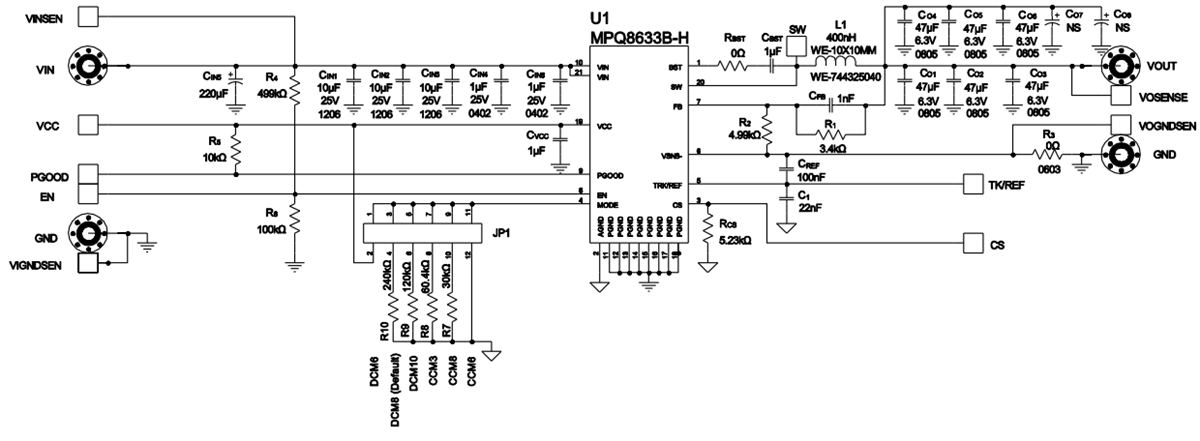 Schematic - Monolithic Power Systems (MPS) EVQ8633B-H-LE-00A Evaluation Board